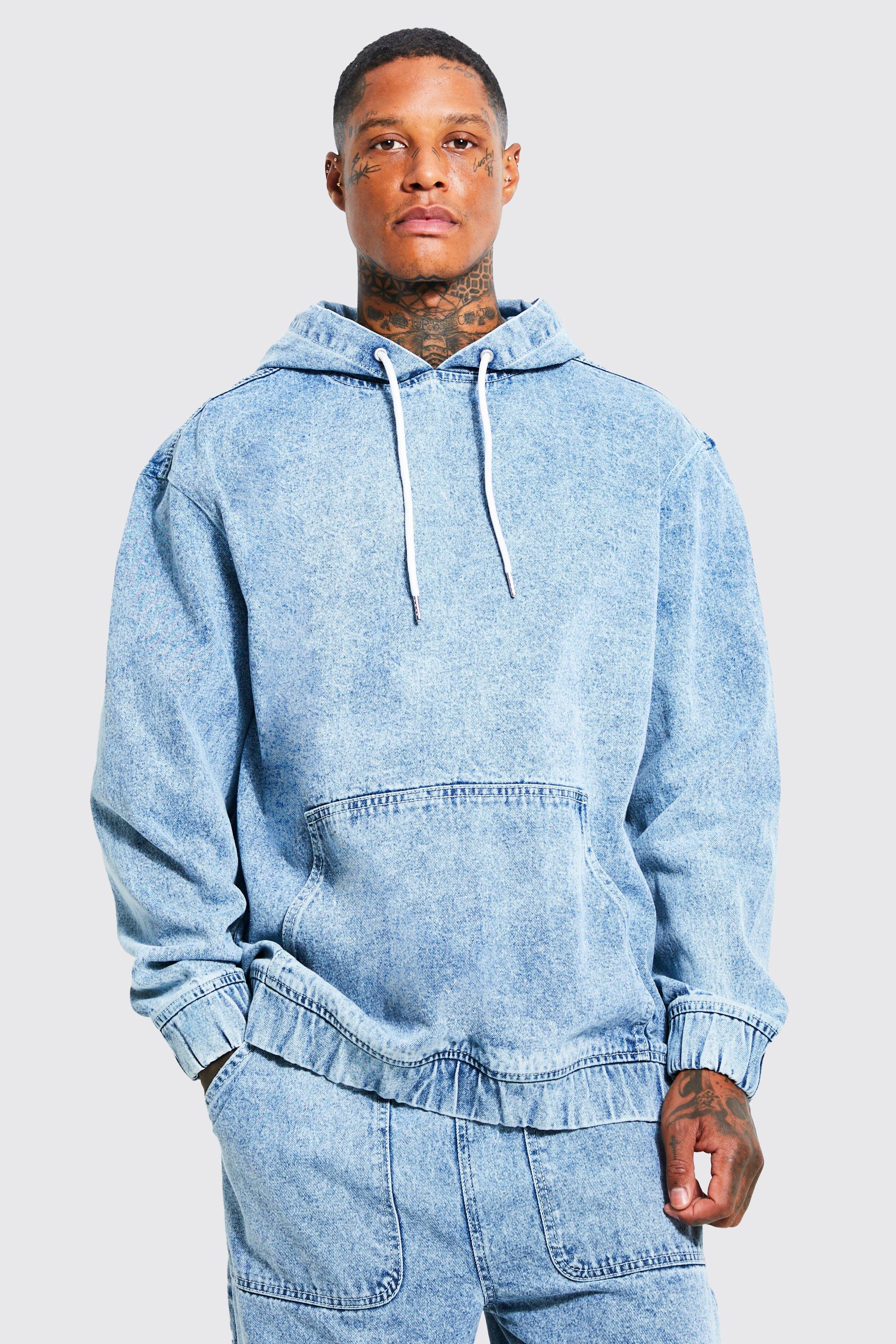 Oversized Denim Hoodie boohooMAN USA